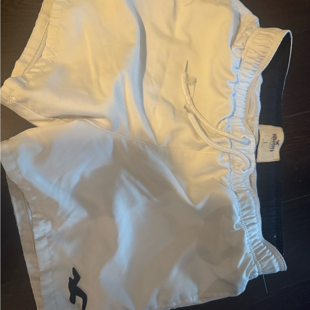 Hollister Cream and Black Swim Shorts